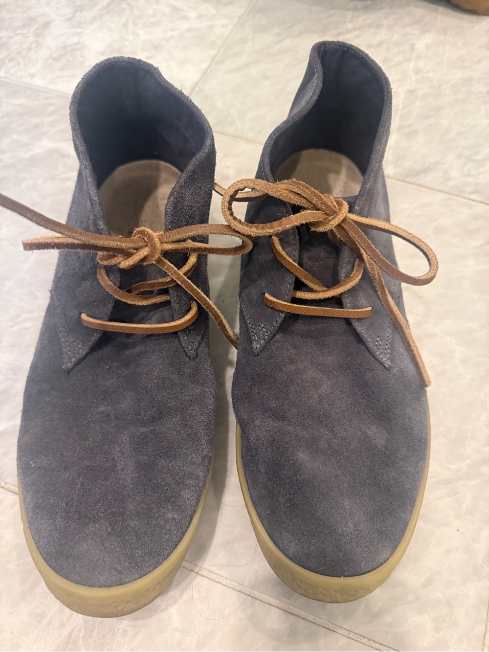 SeaVees Men's Suede Chukka Boots in Dark Gray with Tan Laces